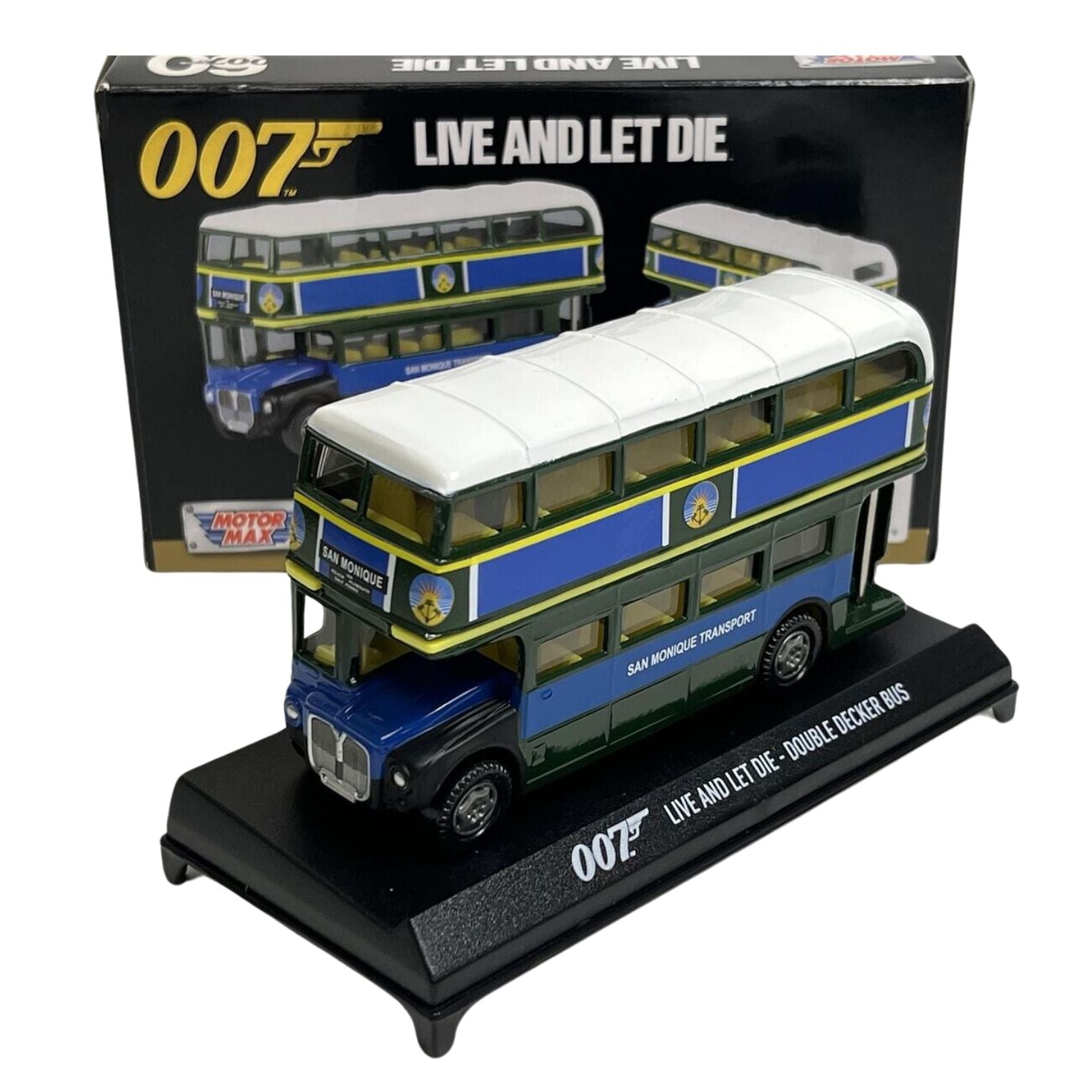 Motormax James Bond - Double Decker Bus - Live and Let Die Scale Model