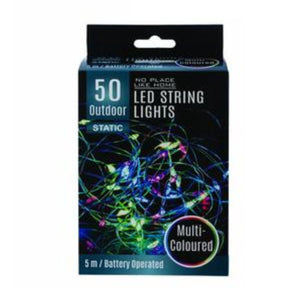 50 Outdoor Battery Operated LED Rope Lights 5m Static - Multi Colour