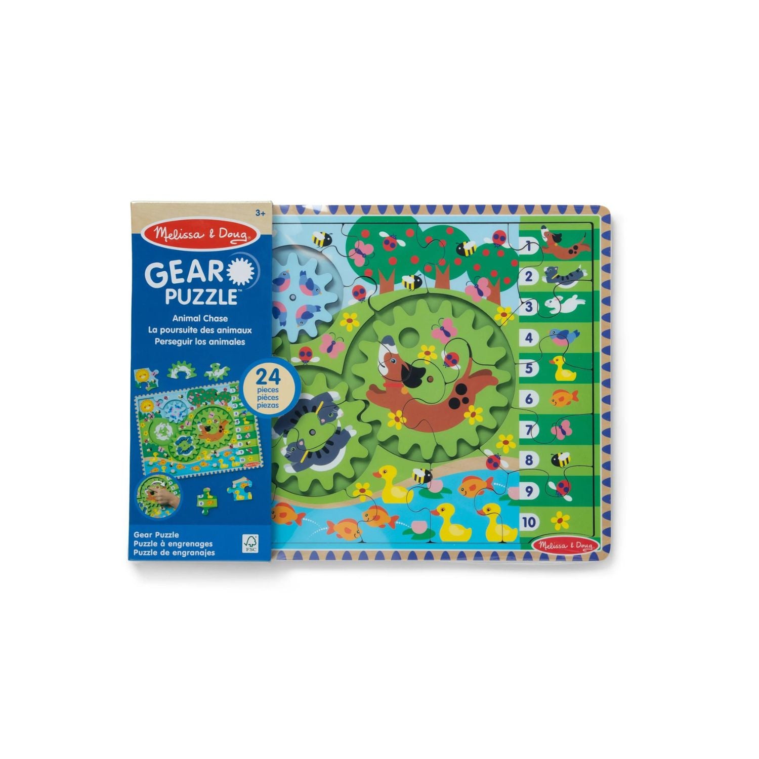 Melissa & Doug Animal Chase I-Spy Wooden Gear Puzzle