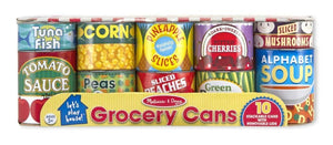 Melissa & Doug Grocery Cans - 10 Stackable Cans With Removable Lids