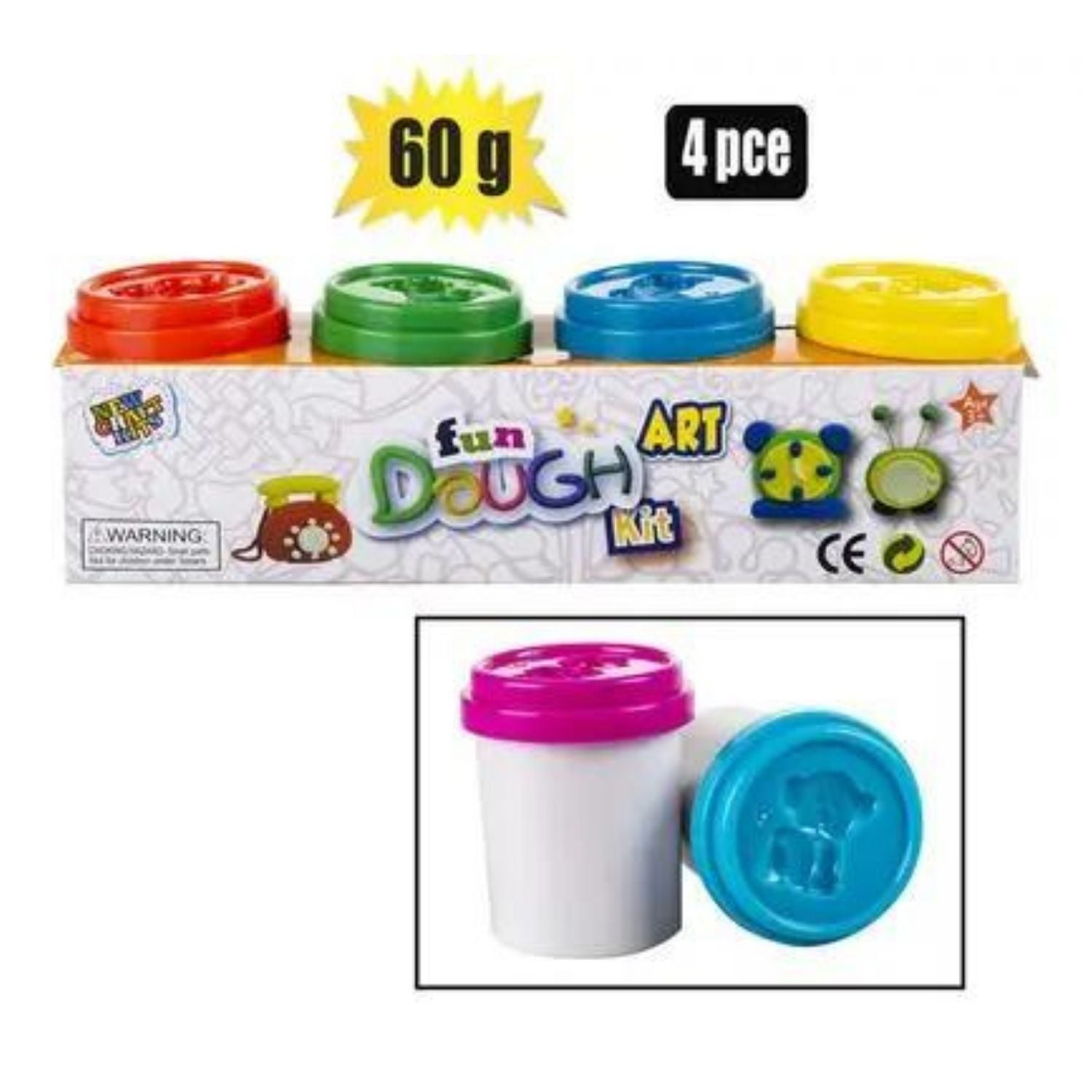 Edu play dough tube 60g 4pc