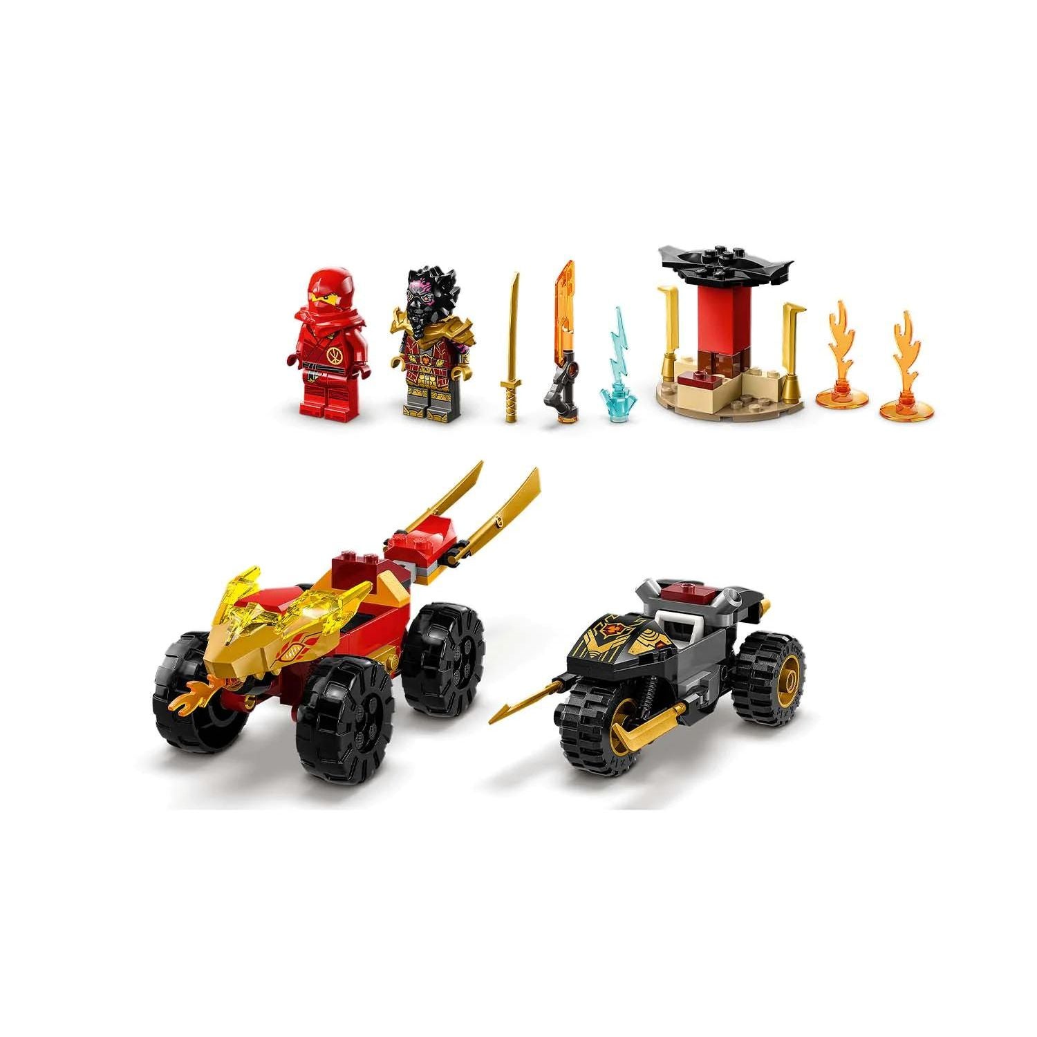 LEGO® NINJAGO® Kai and Ras’s Car and Bike Battle 71789 Building Toy Cars (103 Pieces)