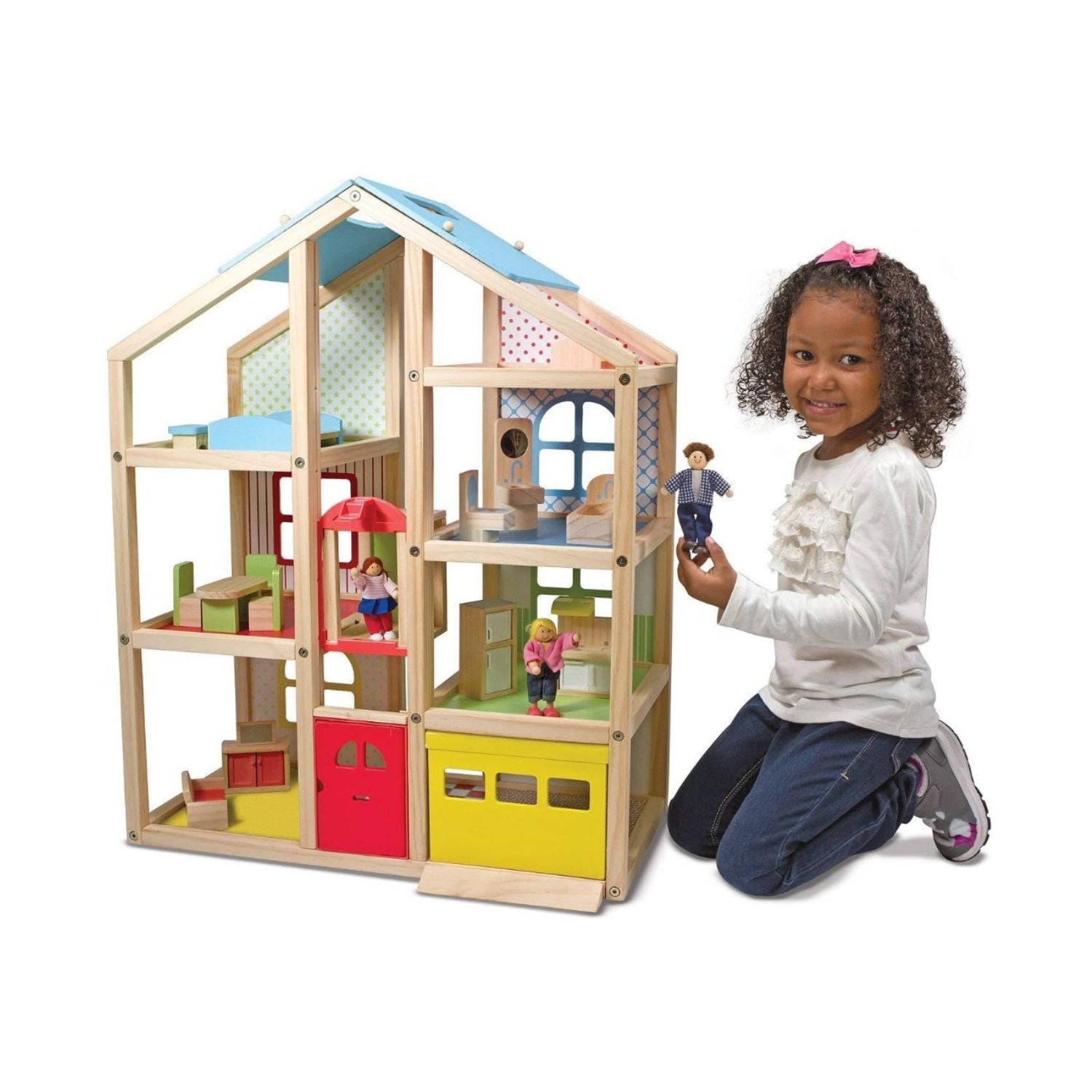 Melissa & Doug Hi-Rise Wooden Doll House