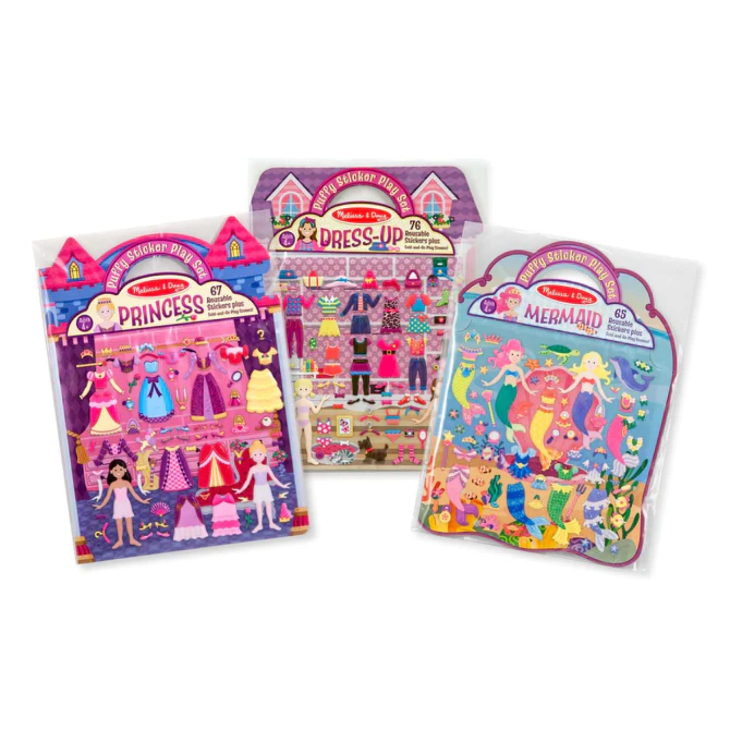 Melissa & Doug Puffy Sticker Bundle - Dress-Up, Fairy and Mermaid