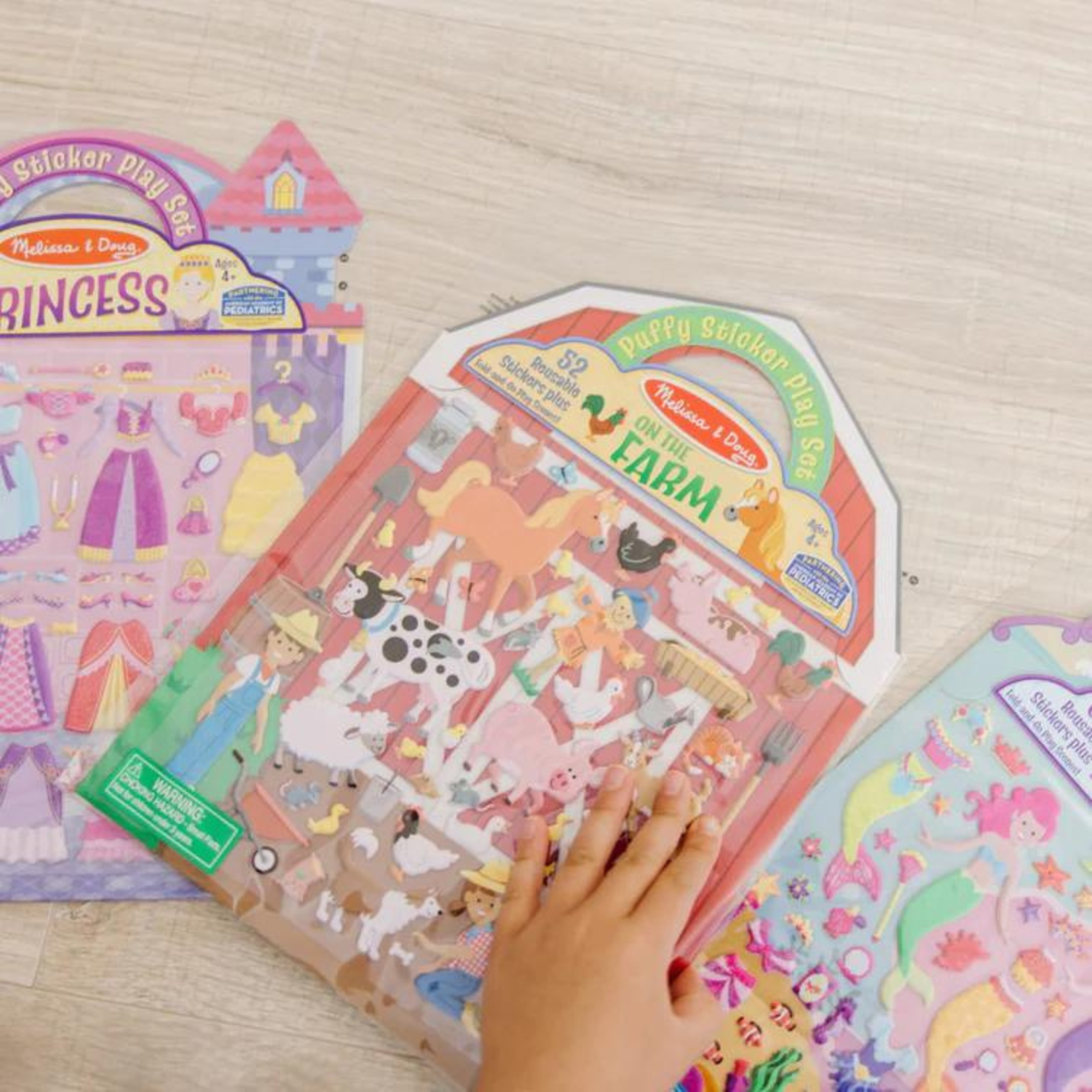 Melissa & Doug Puffy Sticker Bundle - Farm, Princess & Mermaid