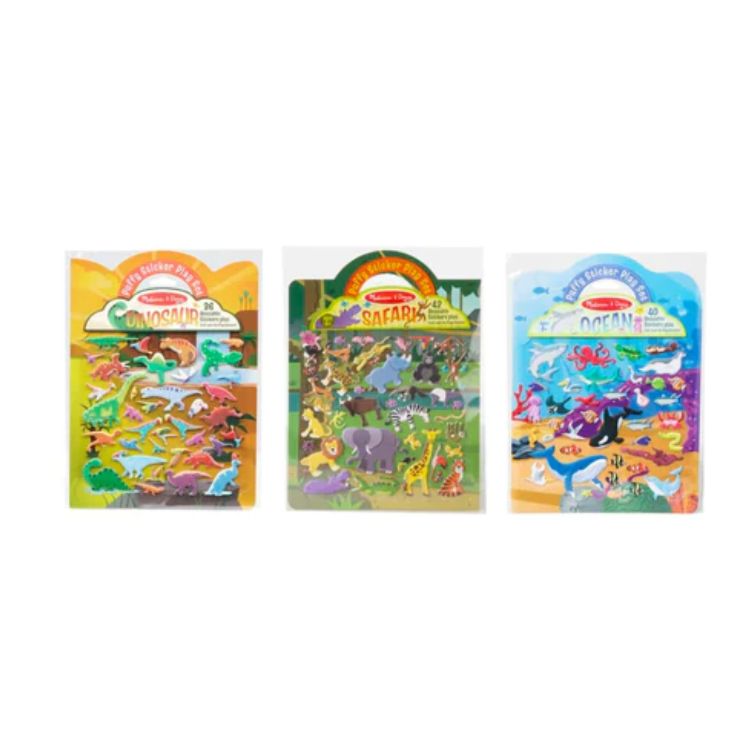 Melissa & Doug Puffy Sticker Bundle - Safari, Farm and Dinosaur