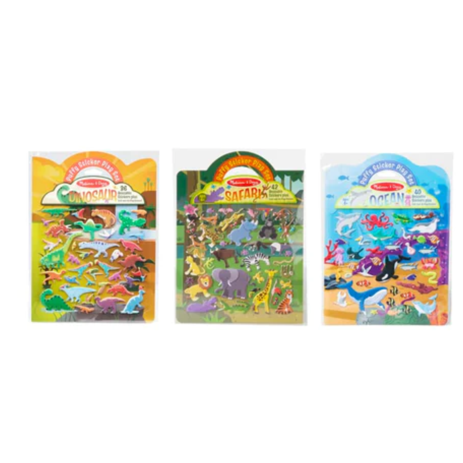 Melissa & Doug Puffy Sticker Bundle - Safari, Ocean and Dinosaur