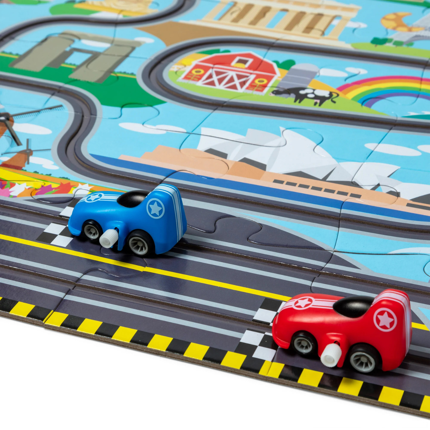 Melissa & Doug Race Around the World Tracks Floor Puzzle – 48 Pieces