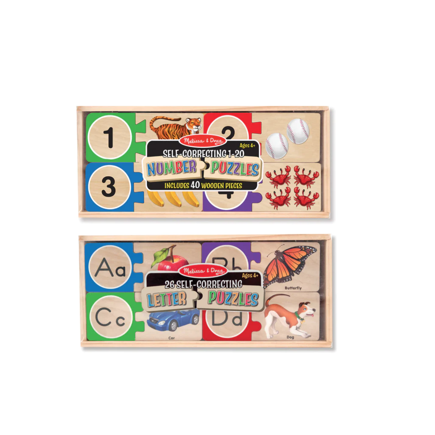 Melissa & Doug Self-Correcting Puzzle Set - Number and Alphabet