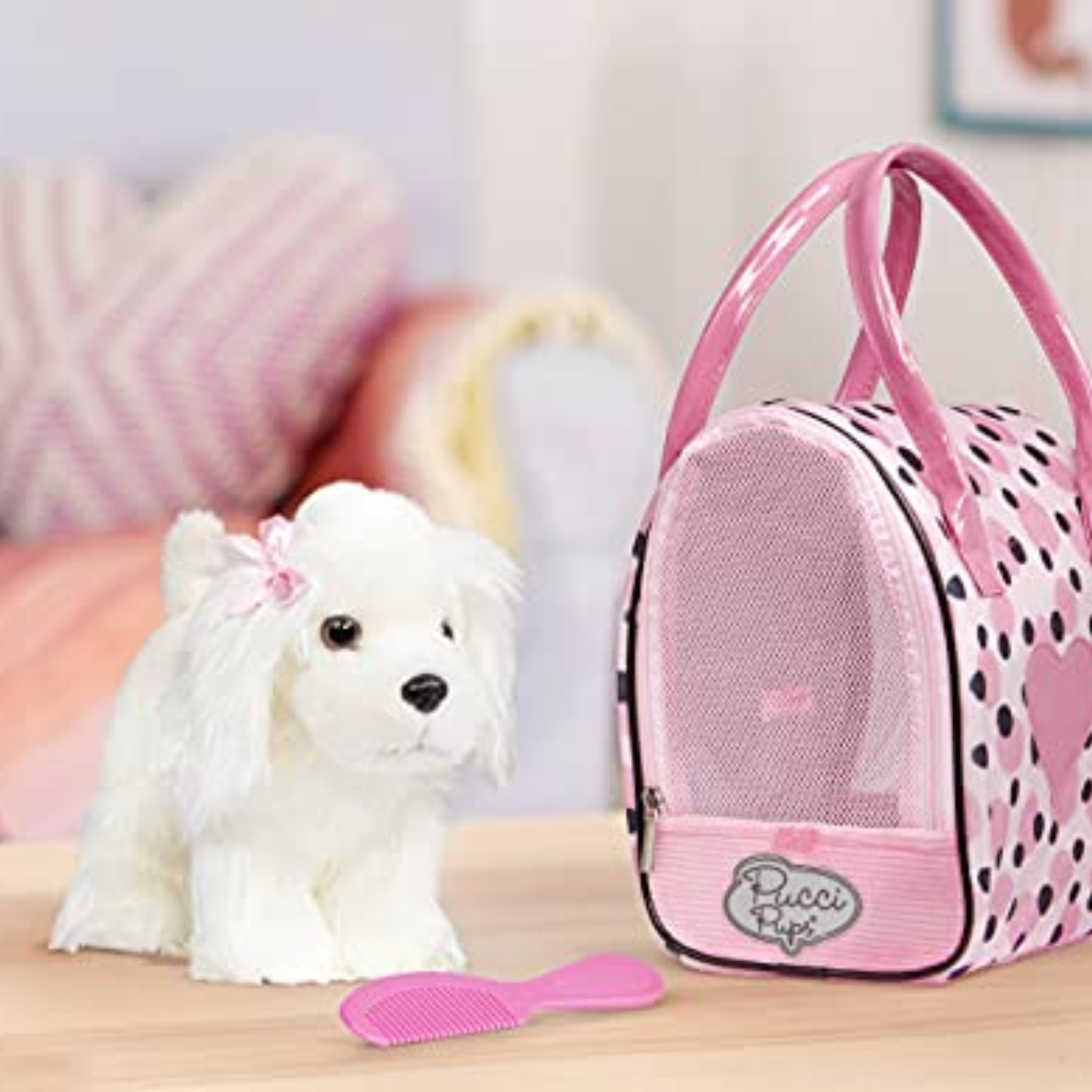 PUCCI PUPS - PINK POLKA DOT PRINT BAG with MALTESE PUP