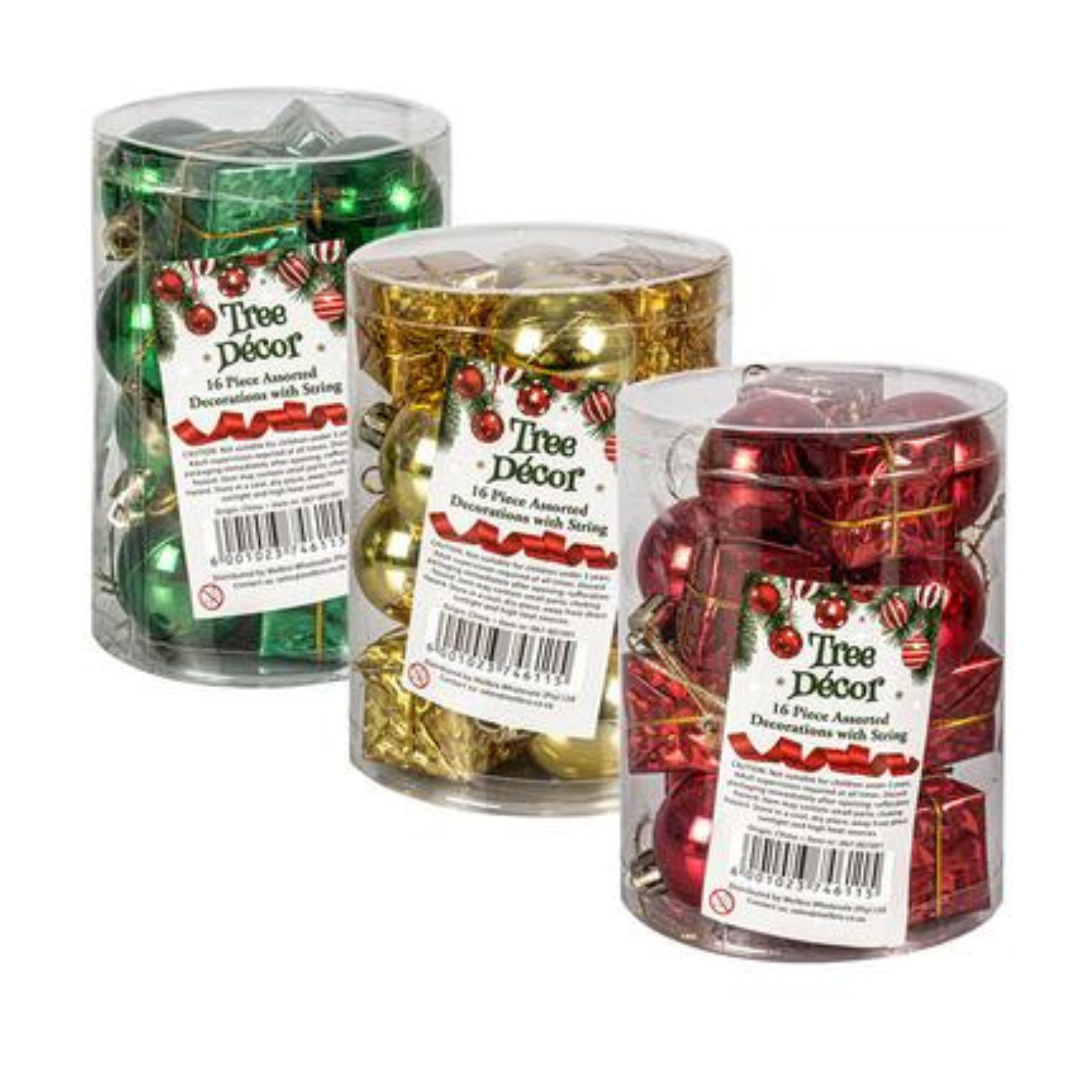 XMAS Tree Decor Balls, Gift 16pc Assorted