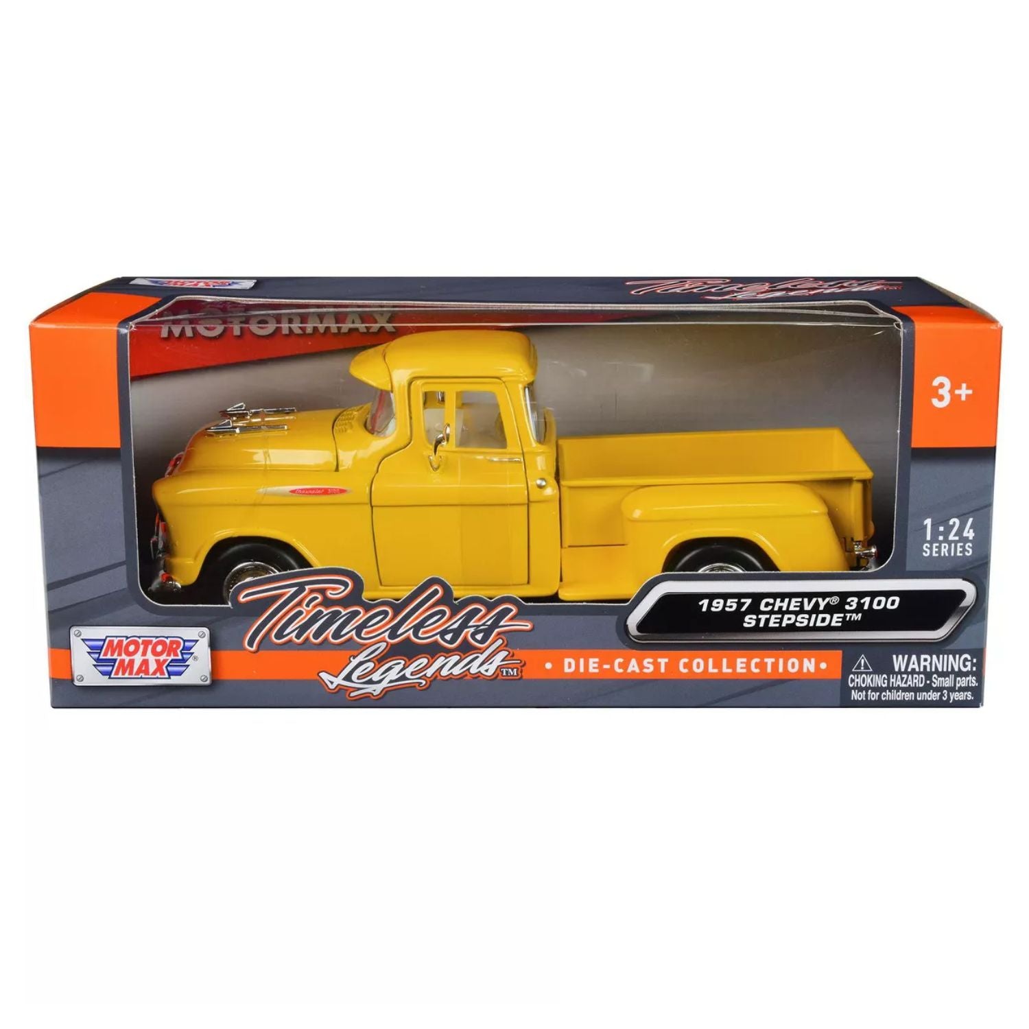 Motormax 1957 Chevy 3100 Pickup Diecast Model Scale 1:24 - Yellow