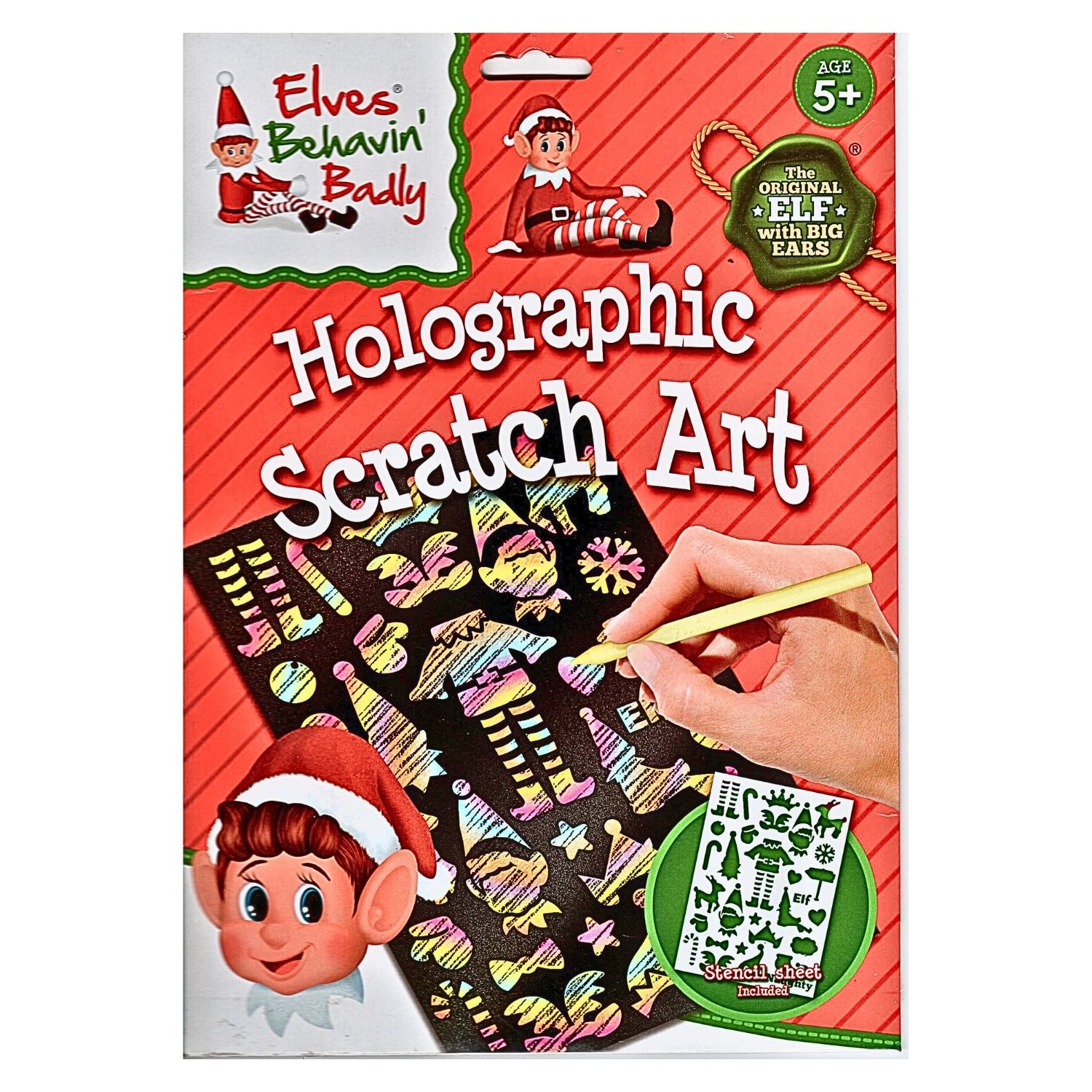 Elf on the Shelf Card game and holographic Scratch Art in a Elf Bag