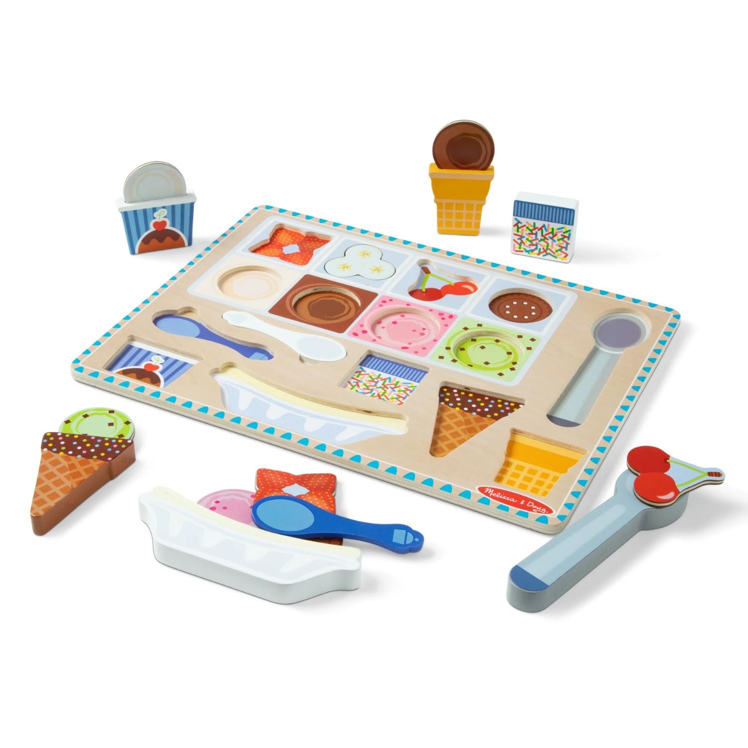 Melissa & Doug Wooden Magnetic Ice Cream Puzzle & Play Set