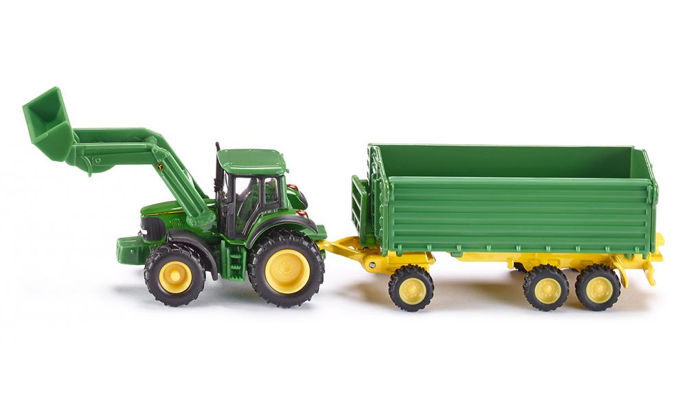 Siku John Deere with front loader and trailer 1:87