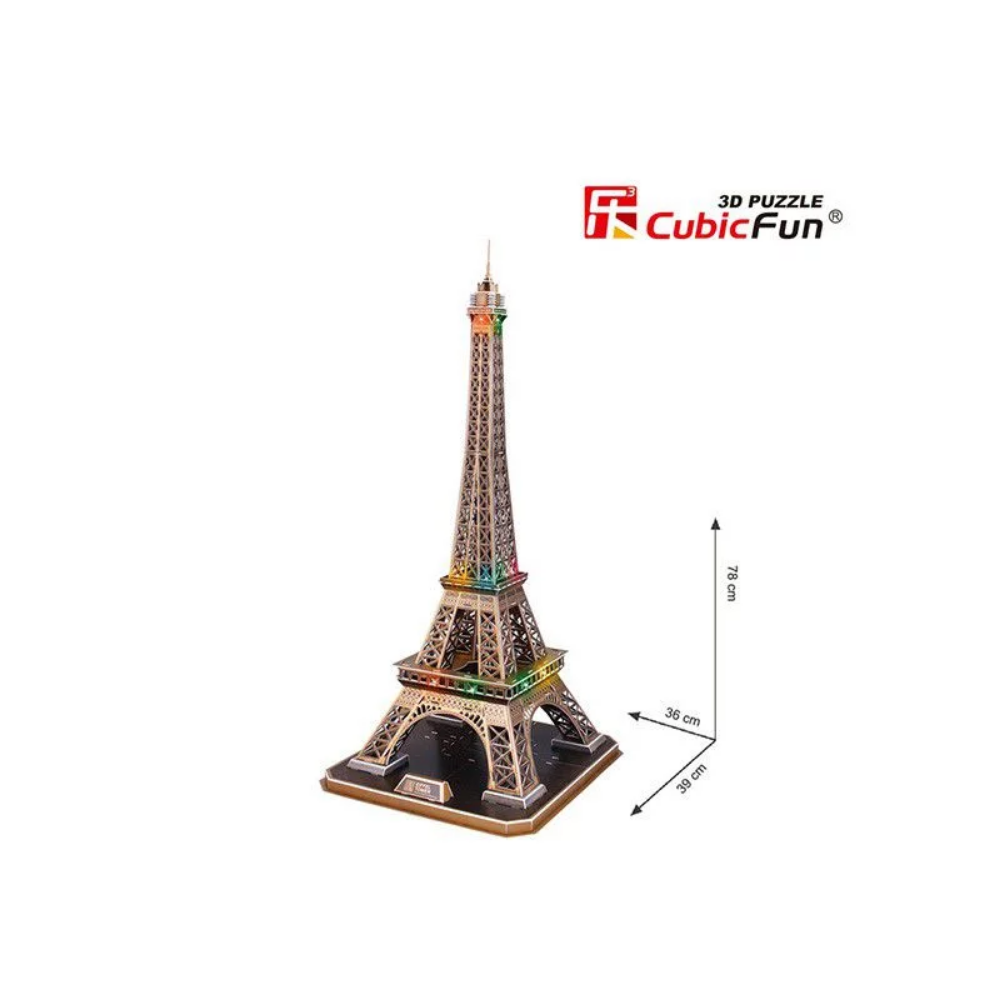 CubicFun Eiffel Tower (France) 3D Puzzle 85pc With LED Unit