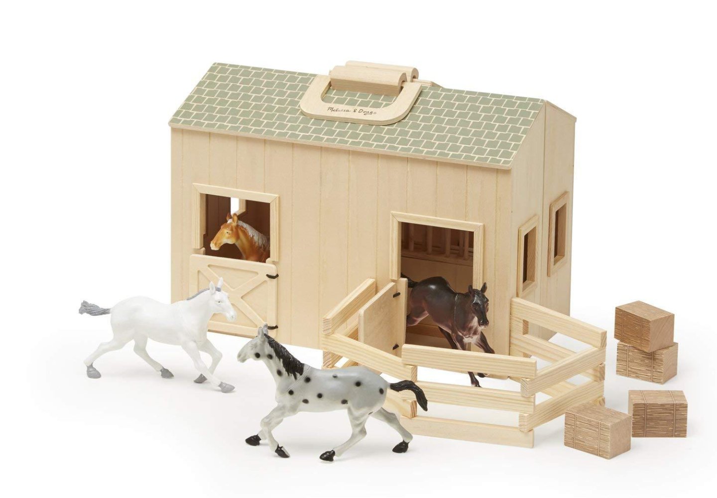 Melissa & Doug Fold and Go Wooden Horse Stable