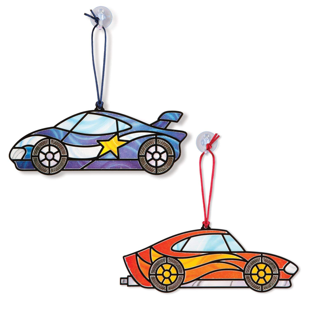 Melissa & Doug Peel 'n Press Stained Glass: Race Car Ornaments