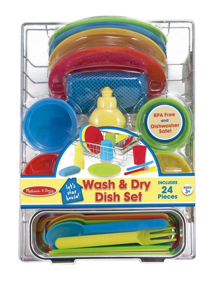 Melissa & Doug Let's Play House Wash and Dry Dish Set