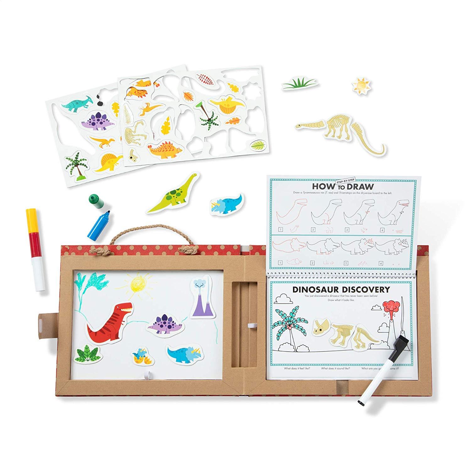 Melissa & Doug Play, Draw, Create Reusable Drawing & Magnet Kit - Dinosaurs