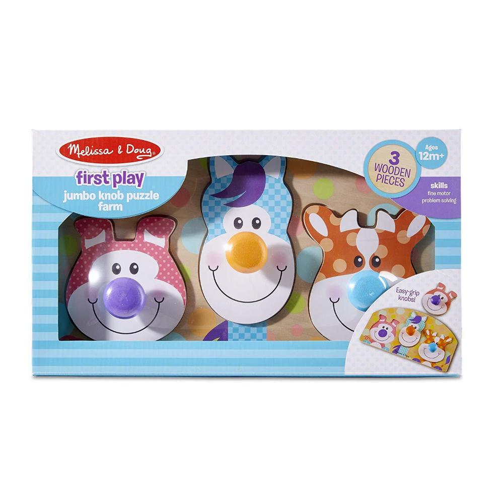 Melissa & Doug First Play Wooden Jumbo Knob Farm Animal Puzzle