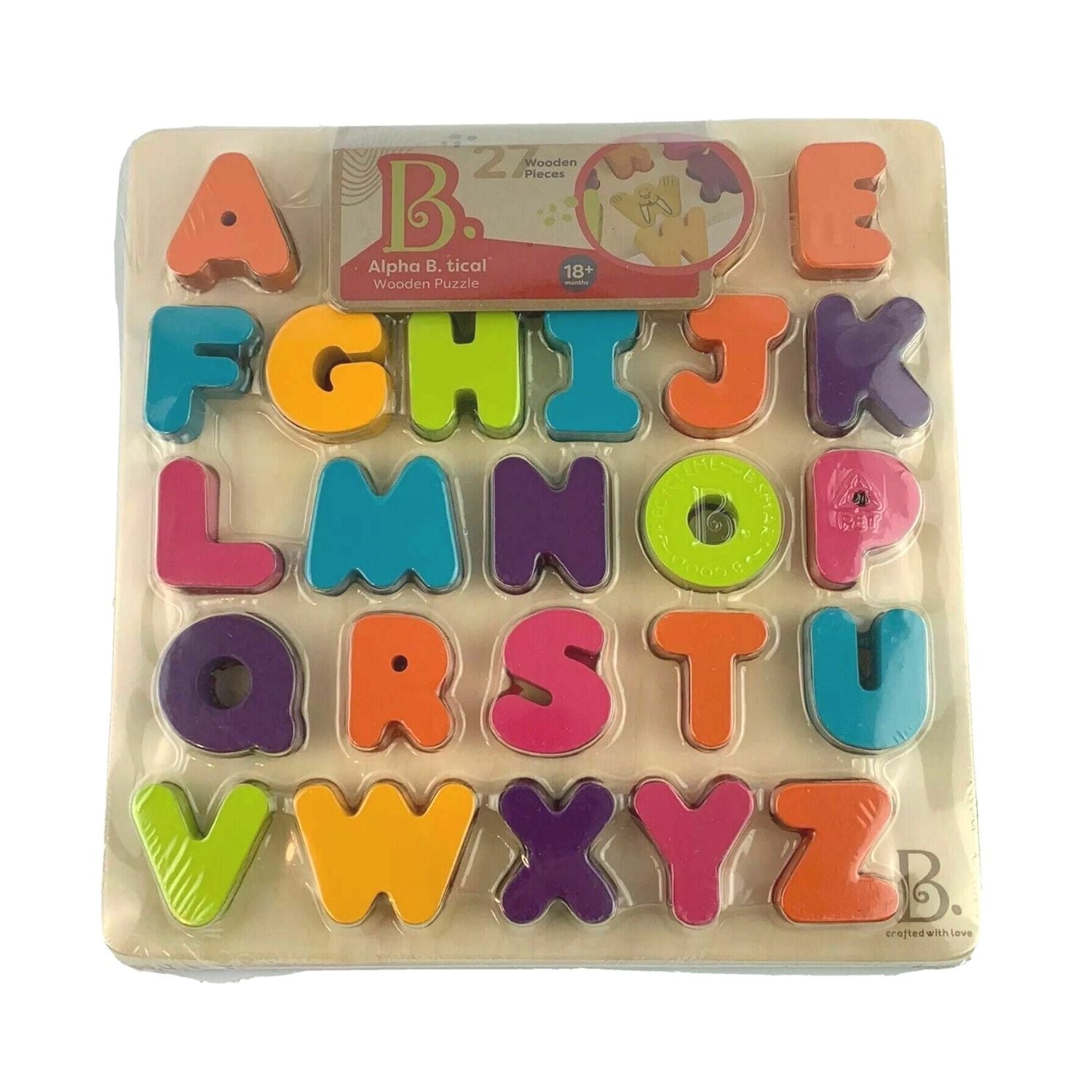 B. Toys Alpha. B. Tical Wooden Alphabet Puzzle - Picture Background