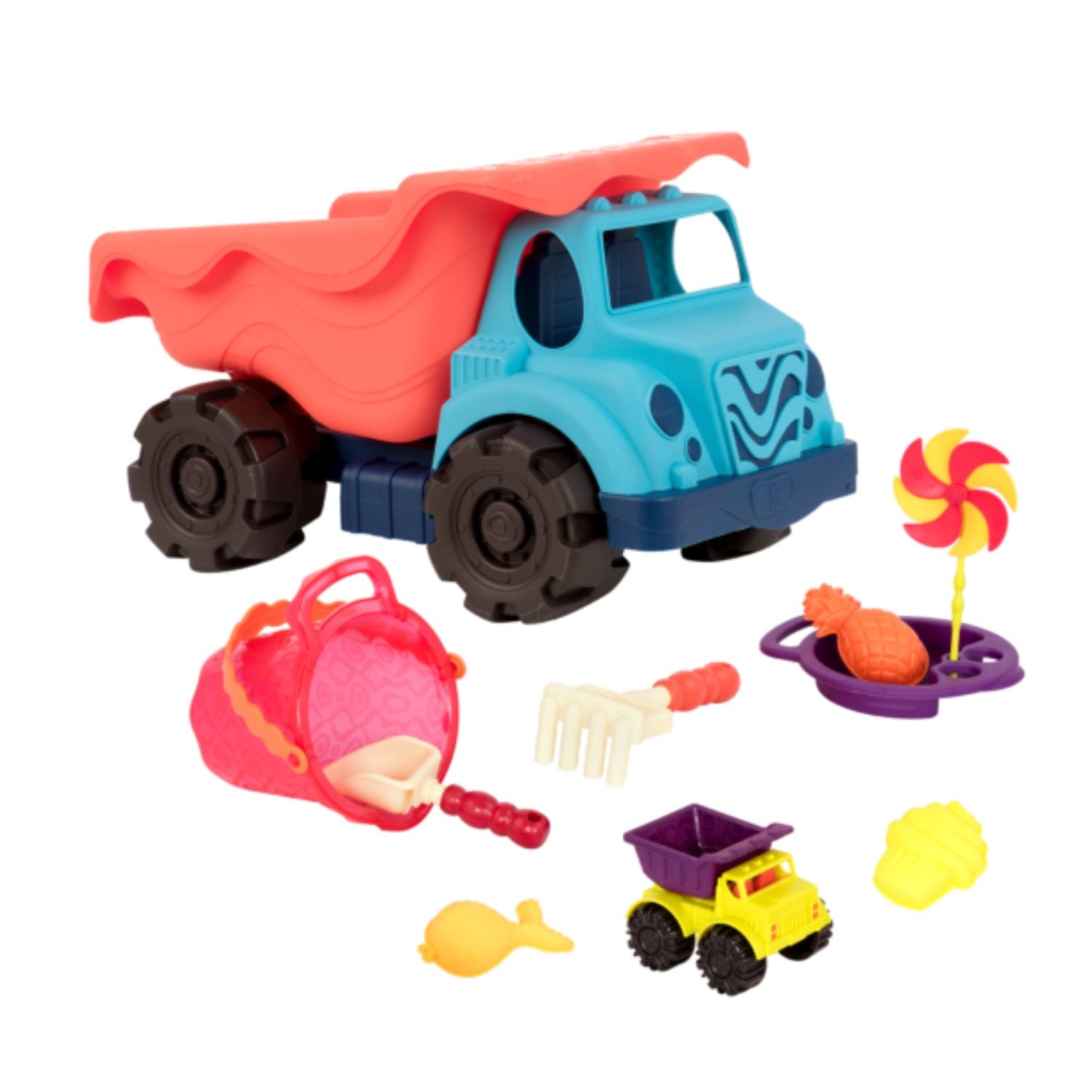 B. toys Colossal Cruiser & Sand Ahoy! - 20" Truck and Medium Bucket - Tomato