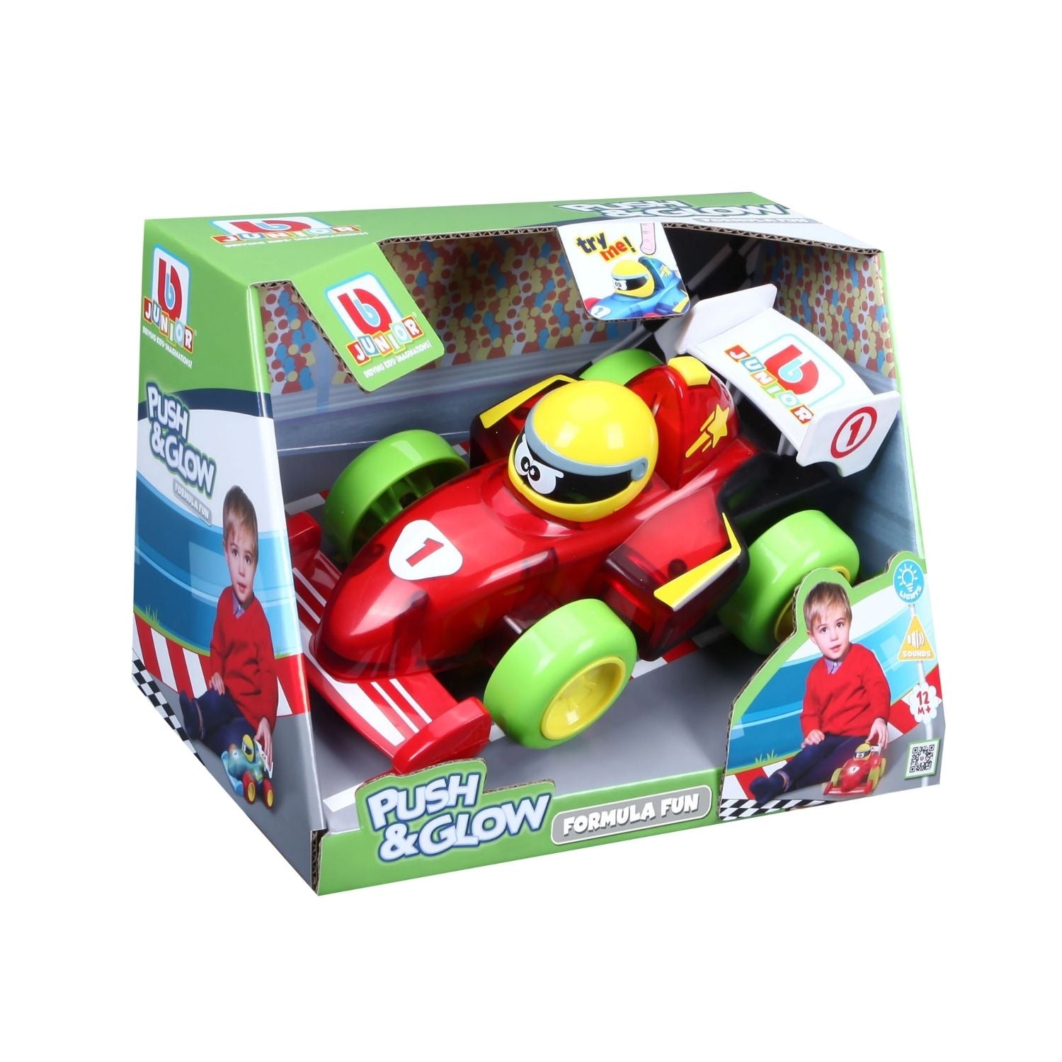 Bburago Junior Push & Glow - Formula Fun - Red