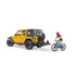 Bruder Jeep Wrangler Rubicon with Mountain Bike & Cyclist