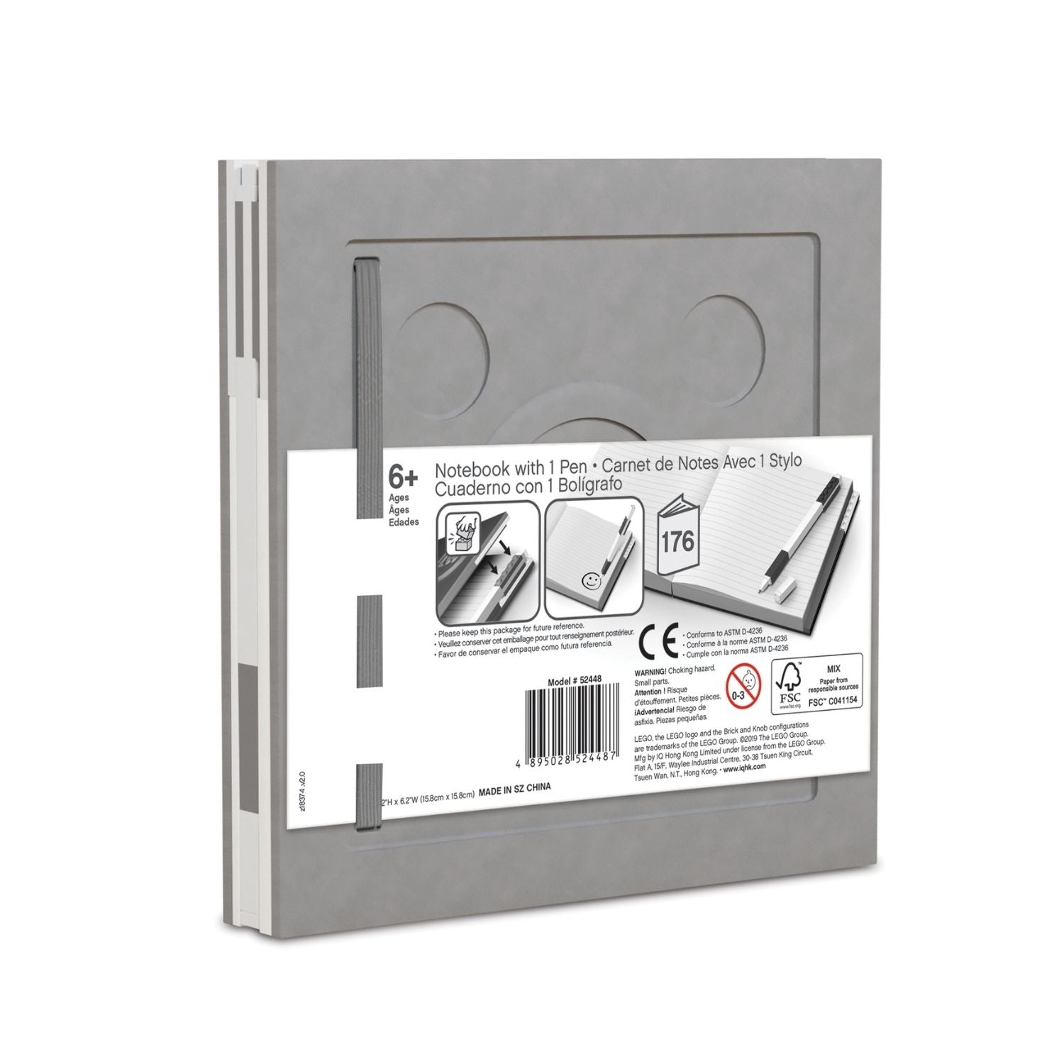 LEGO® 2.0 Locking Notebook with Gel Pen - Grey