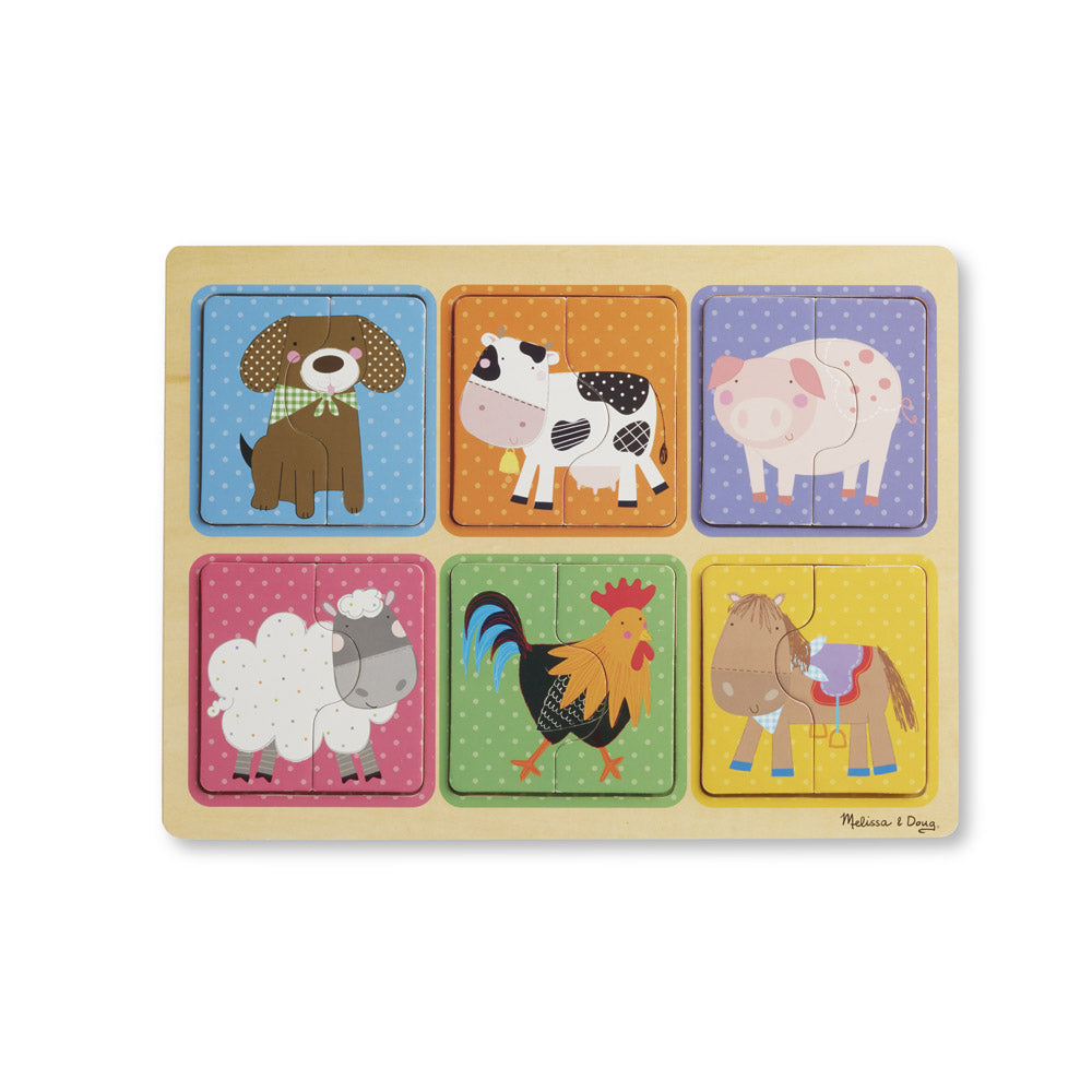 Melissa & Doug Natural Play Wooden Puzzle Farm Friends