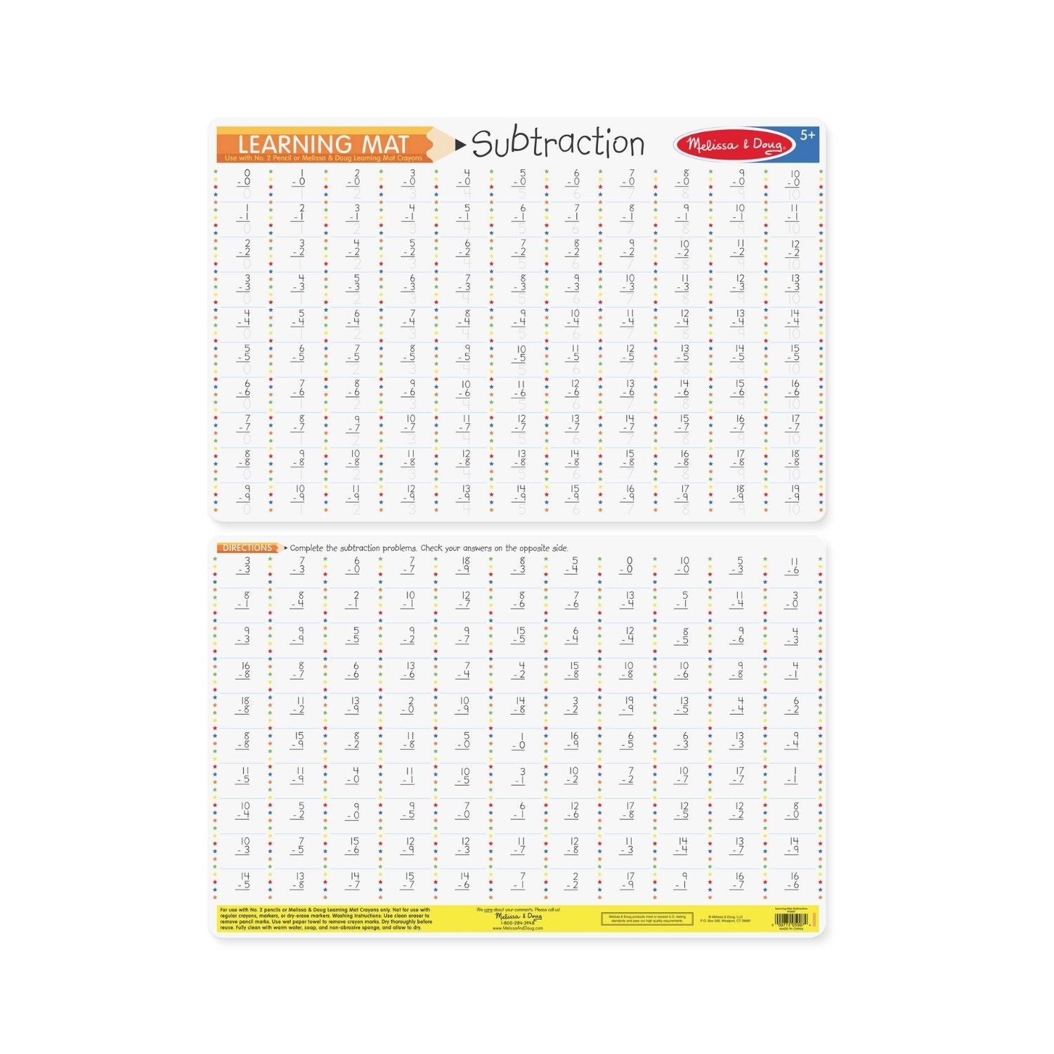 Melissa & Doug Subtraction Problems Write-A-Mat (Bundle of 6)