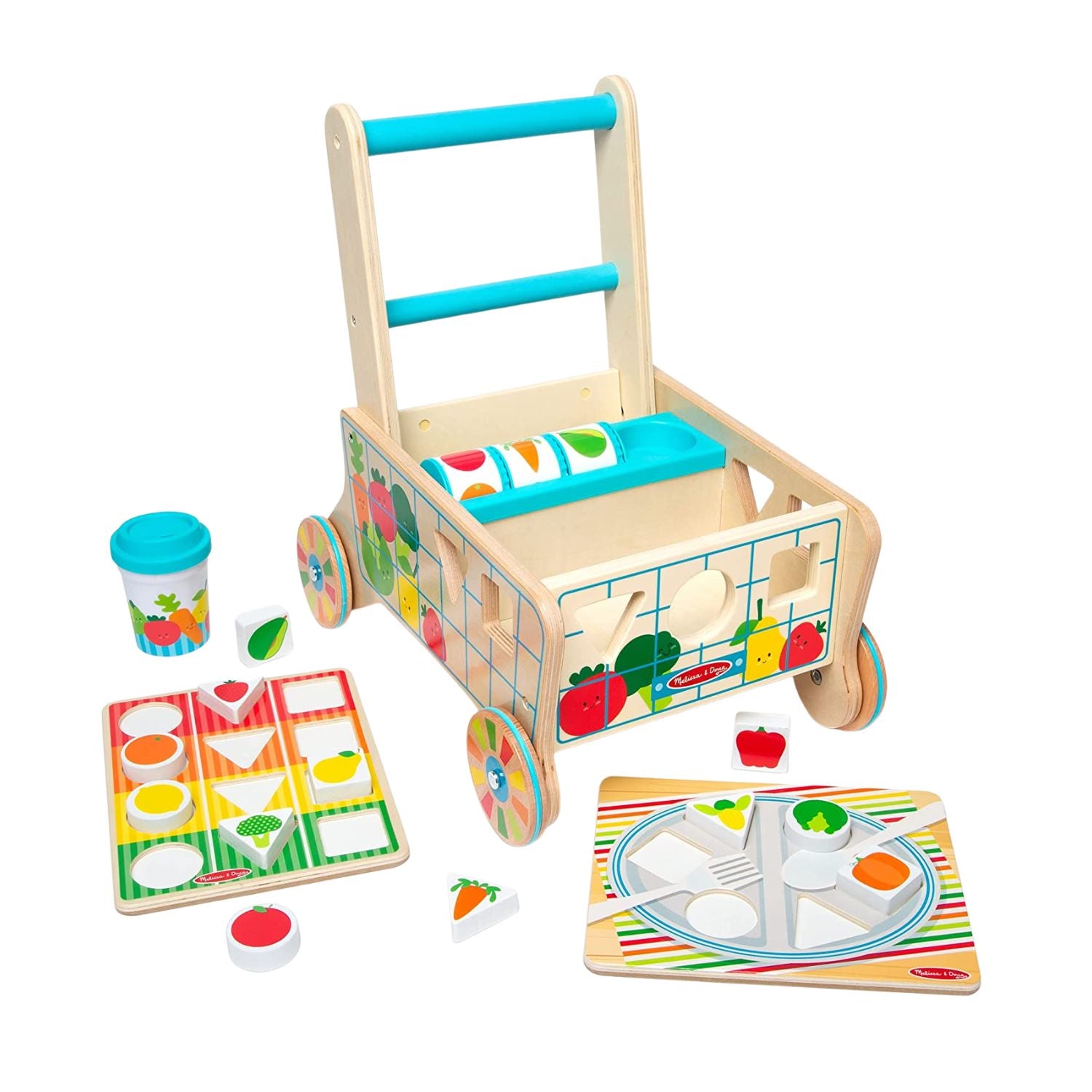 Melissa & Doug Wooden Shape Sorting Grocery Cart