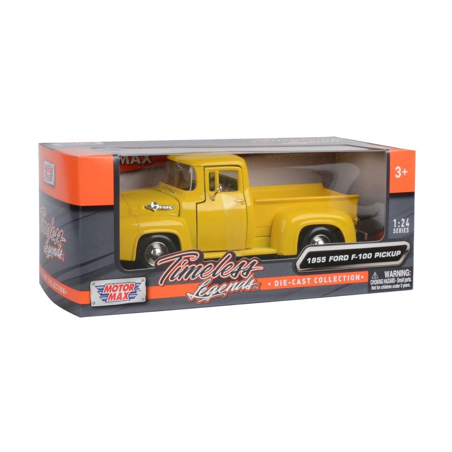 Motormax 1:24 Scale 1955 Ford F-100 Pickup Yellow Diecast Vehicle