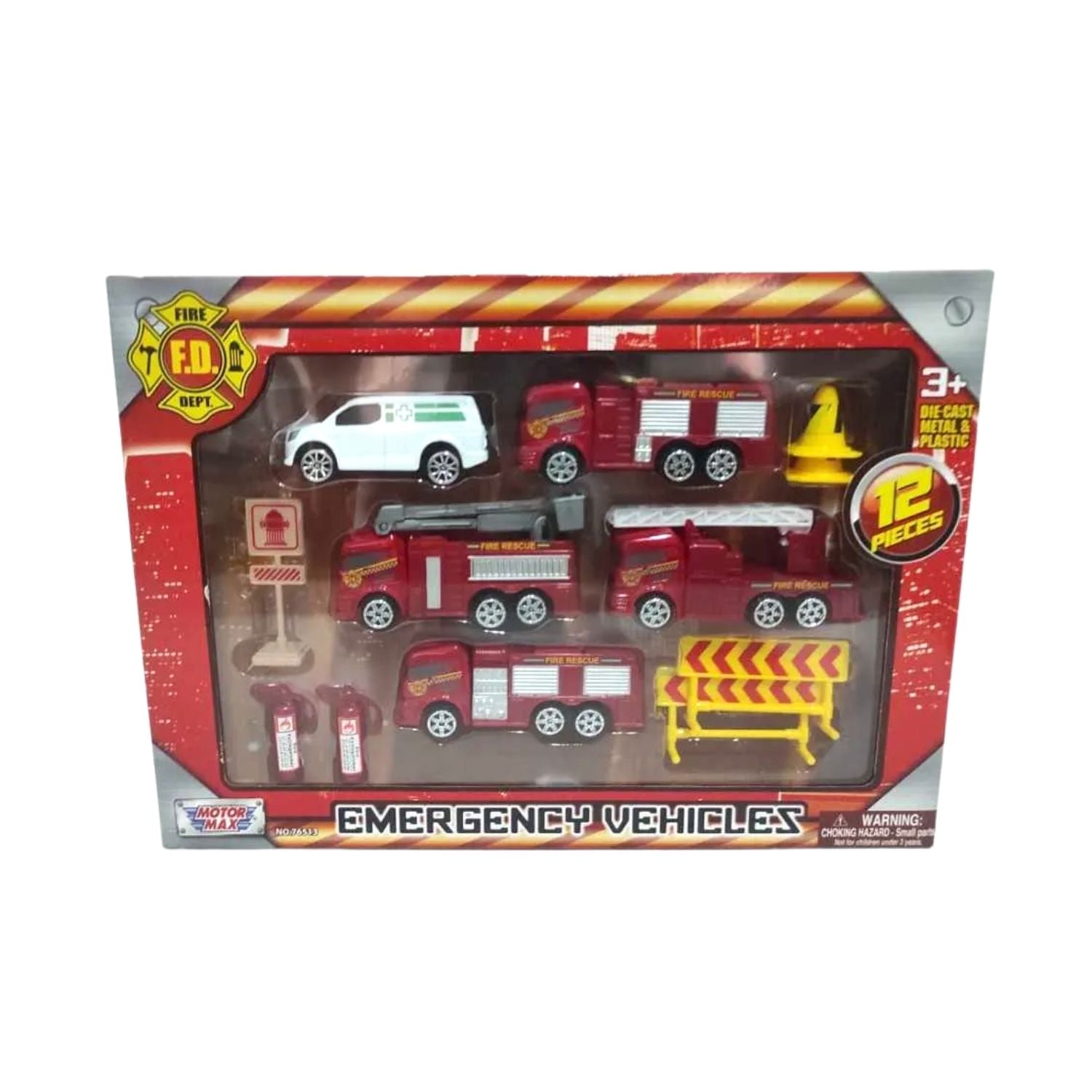 Motormax 12pc 3" Emergency Vehicle Set