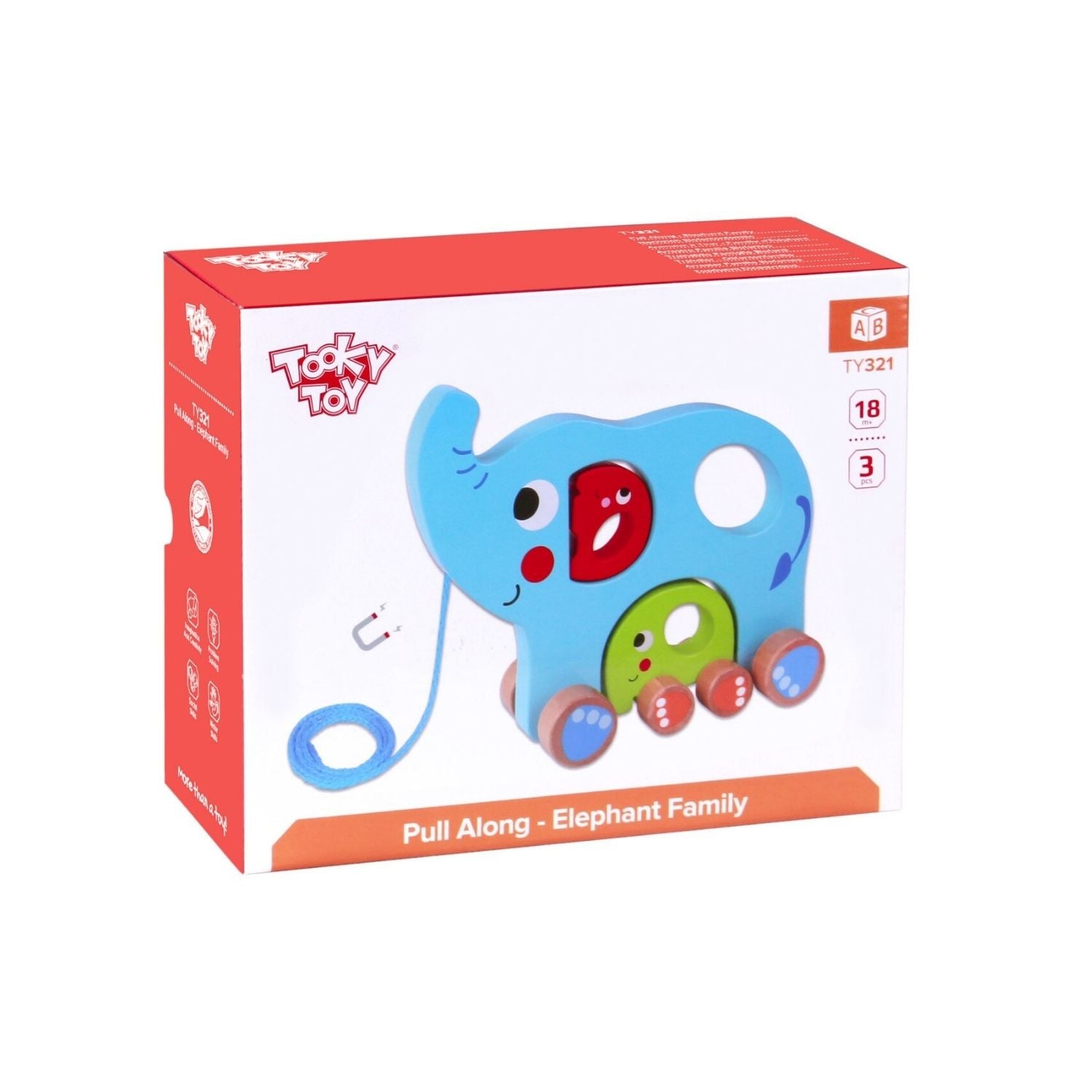 Tooky Toy Pull Along Elephant Family