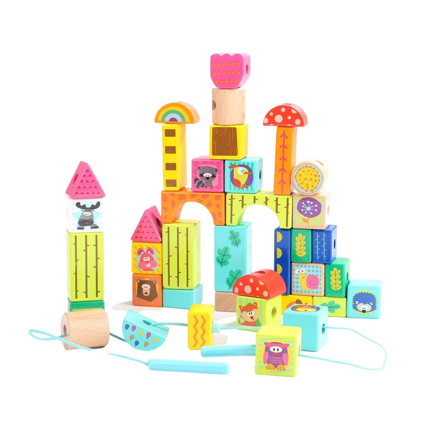 TopBright Forest Animal Building Blocks in barrel