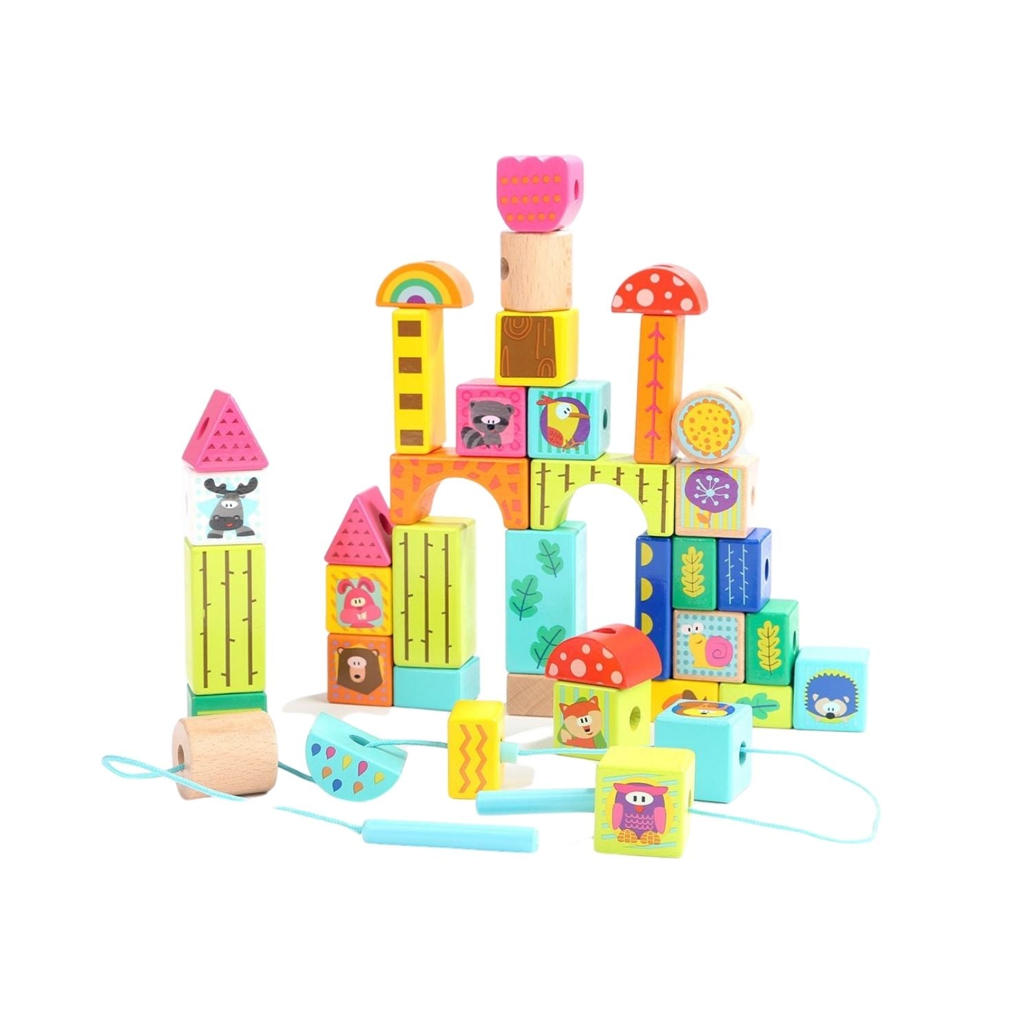 TopBright Forest Animal Building Blocks in barrel