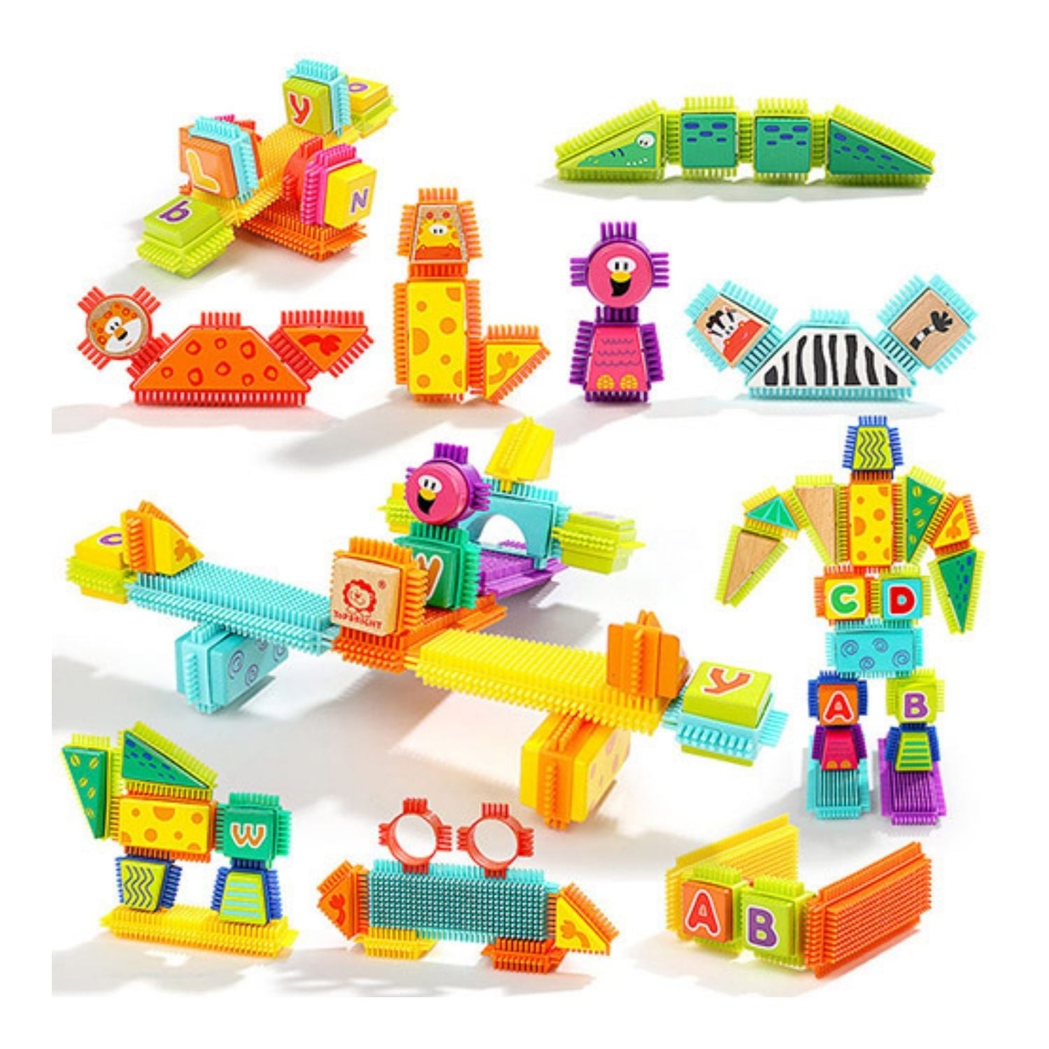 TopBright Wild Animal Bristle Building Blocks