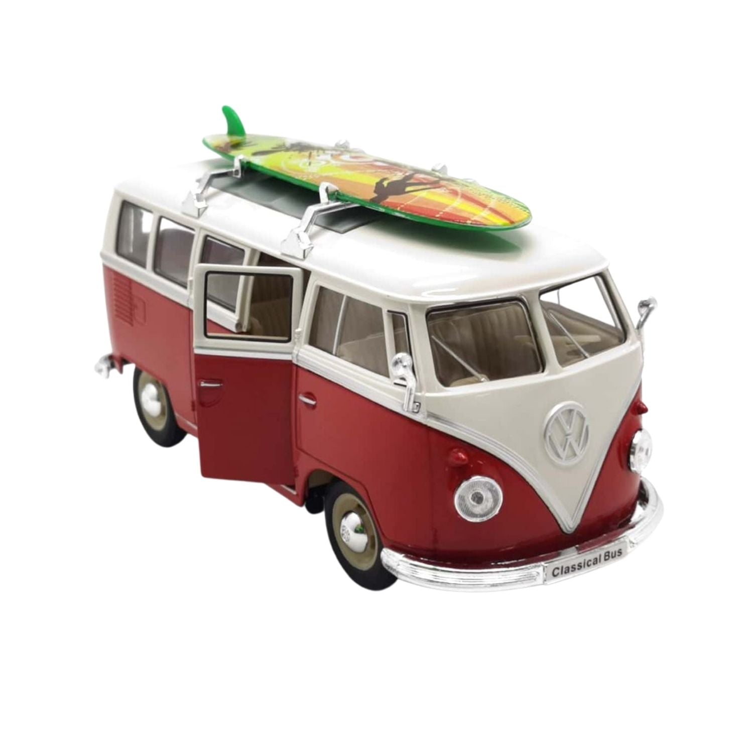 Welly Volkswagen T1 Bus With Surfboard Red 1963 1:24