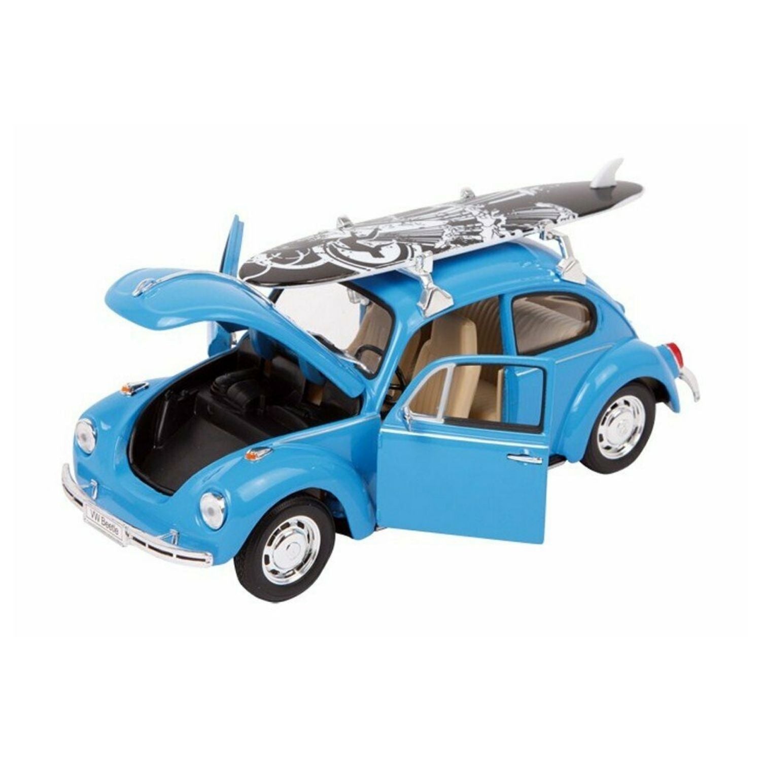 Welly Volkswagen Beetle Hard Top W/Surfboard Blue 1:24 Scale